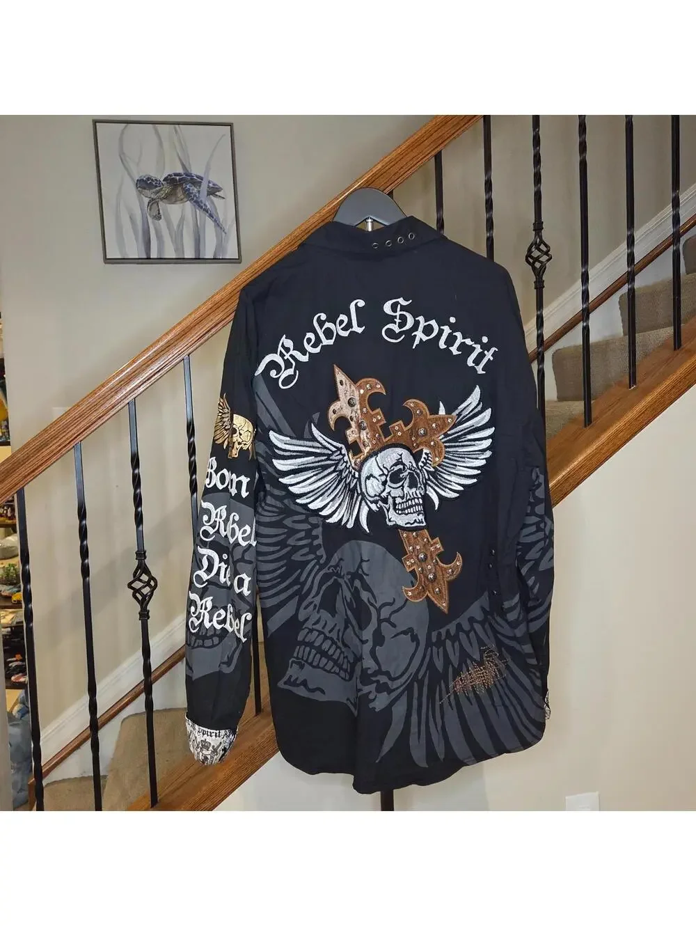 Rebel Spirit a Royal Way of Life 3XL Bling Black Skull - Picture 3 of 6